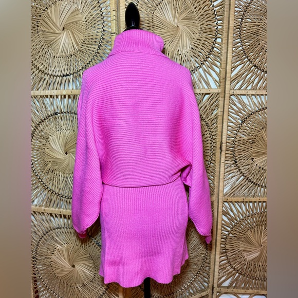 ZARA Bubblegum Pink Matching Crop Turtleneck Skirt Knit Set - Picture 7 of 10